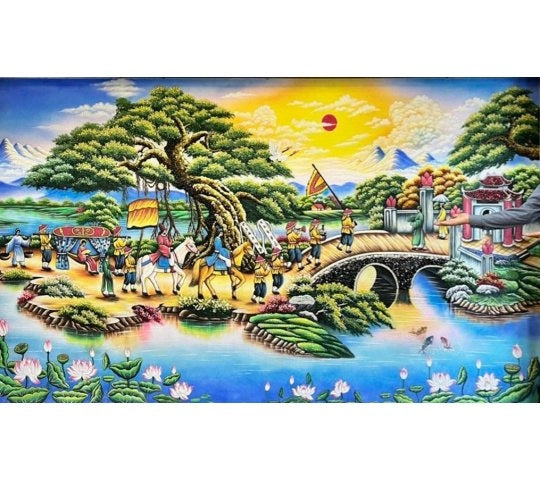 Tranh Đá Quý Vinh quy bái tổ 2023 Phong Thủy – Biểu tượng công danh - HTX. Tân Ngọc Phát