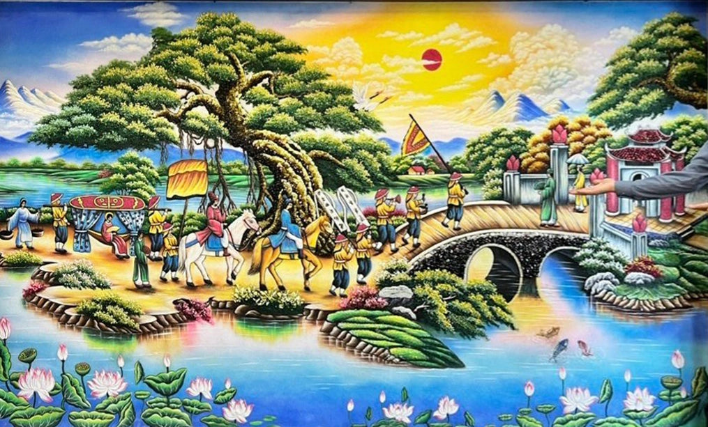 Tranh Đá Quý Vinh quy bái tổ 2023 Phong Thủy – Biểu tượng công danh - HTX. Tân Ngọc Phát
