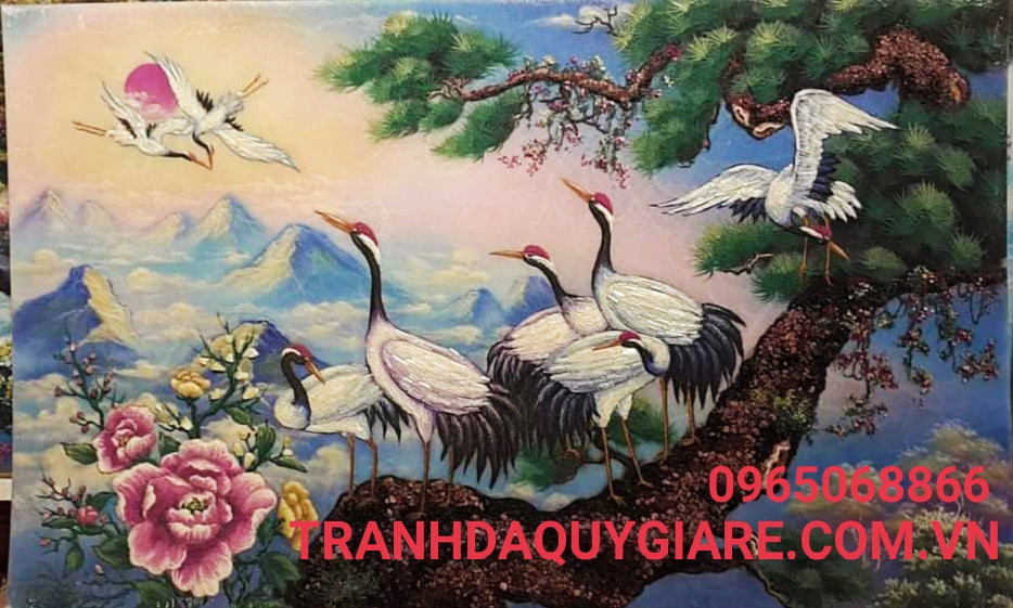 Tranh Đá Quý Tùng Hạc Trường Sinh TPC 083 – Sức Khỏe Và An Khang - tranh đá quý phong thủy HTX Tân Ngọc Phát