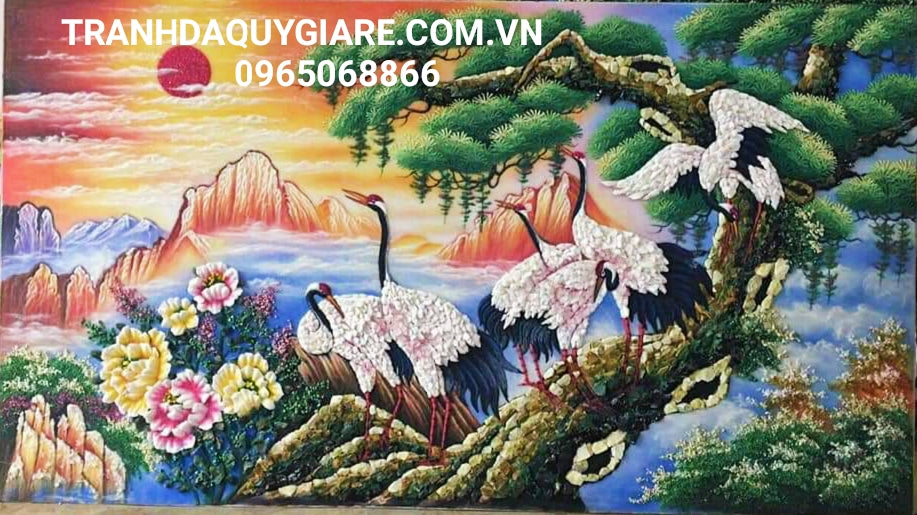 Tranh Đá Quý Cao Cấp Tùng Hạc Diên Niên TPC 084 - Hình ảnh chi tiết 3