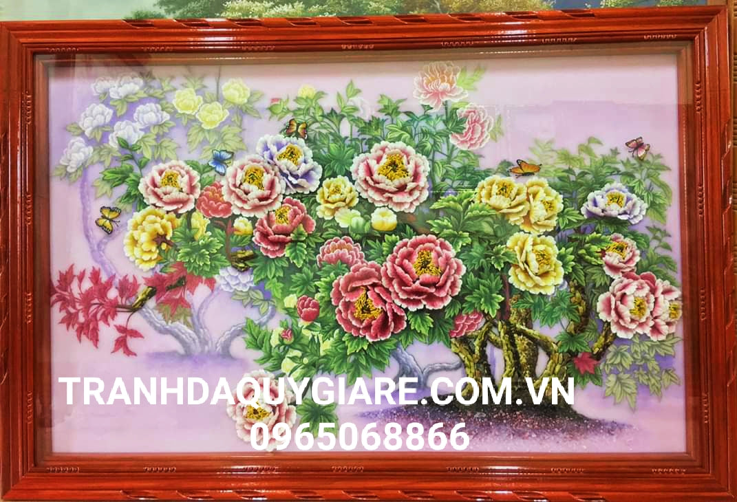 Tranh Đá Quý Hoa Mẫu Đơn 3D – Vẻ Đẹp Phú Quý Cho Phòng Khách - tranh đá quý phong thủy HTX Tân Ngọc Phát