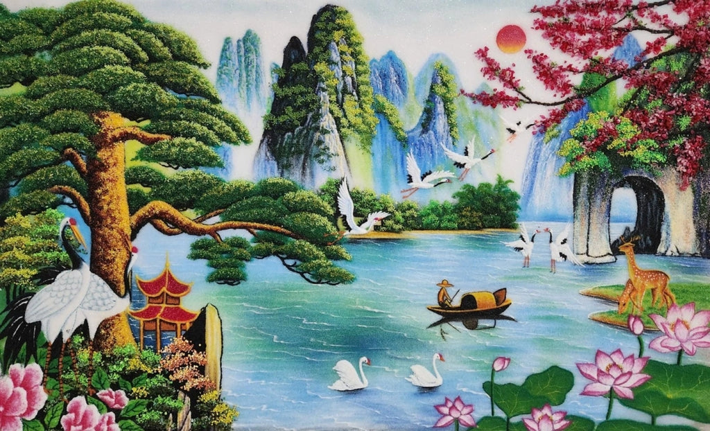 Tranh Đá Quý Tùng Hạc Nghênh Khách Phong Thủy - HTX. Tân Ngọc Phát