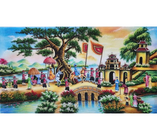 Tranh Đá Quý Vinh Quy Bái Tổ Phong Thủy – Biểu tượng công danh - HTX. Tân Ngọc Phát